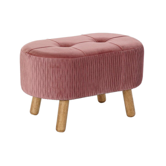 Dkd Home Decor Kruk Dkd Home Decor   Natuurlijk Roze Hout Fluweel (60 X 35 X 36 Cm)