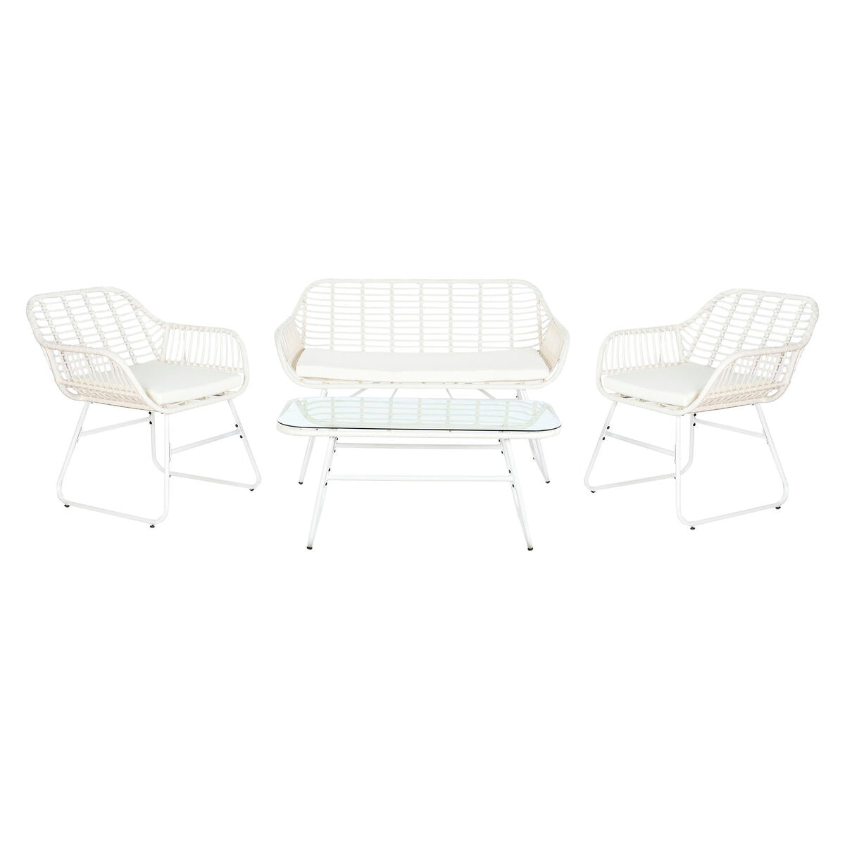 Dkd Home Decor Bank En Tafel Set Dkd Home Decor Metaal Synthetische Rotan 124 X 74 X 84 Cm