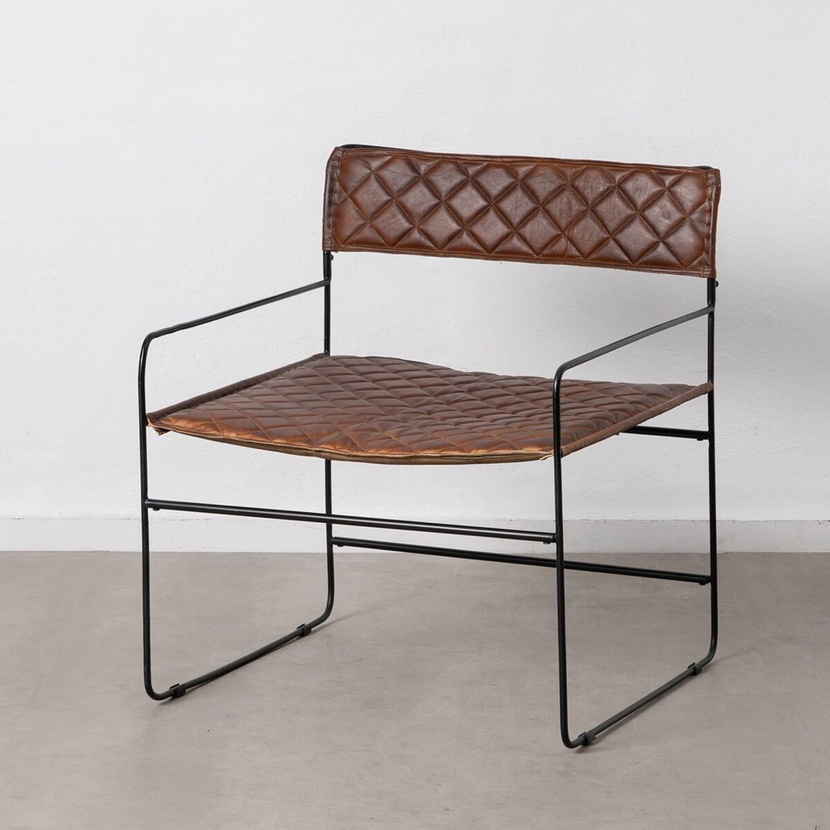 Bigbuy Home Keukenstoel Bruin Zwart Leer Ijzer 76 X 75 X 89 Cm