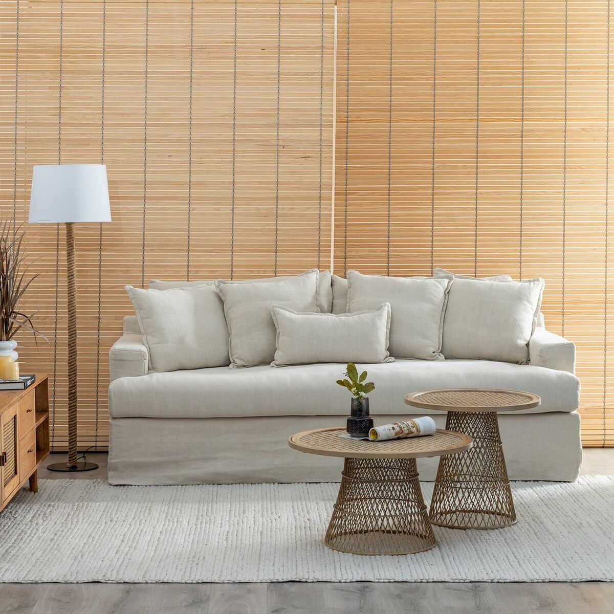 Bigbuy Home Sofa Zwart Crème 215 X 94 X 94 Cm