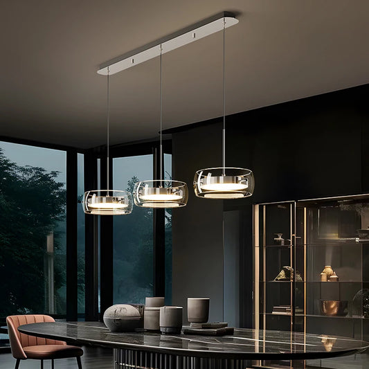 LED Modern Minimalist Glass Pendant Light - 3-Head Dining Room Luxury