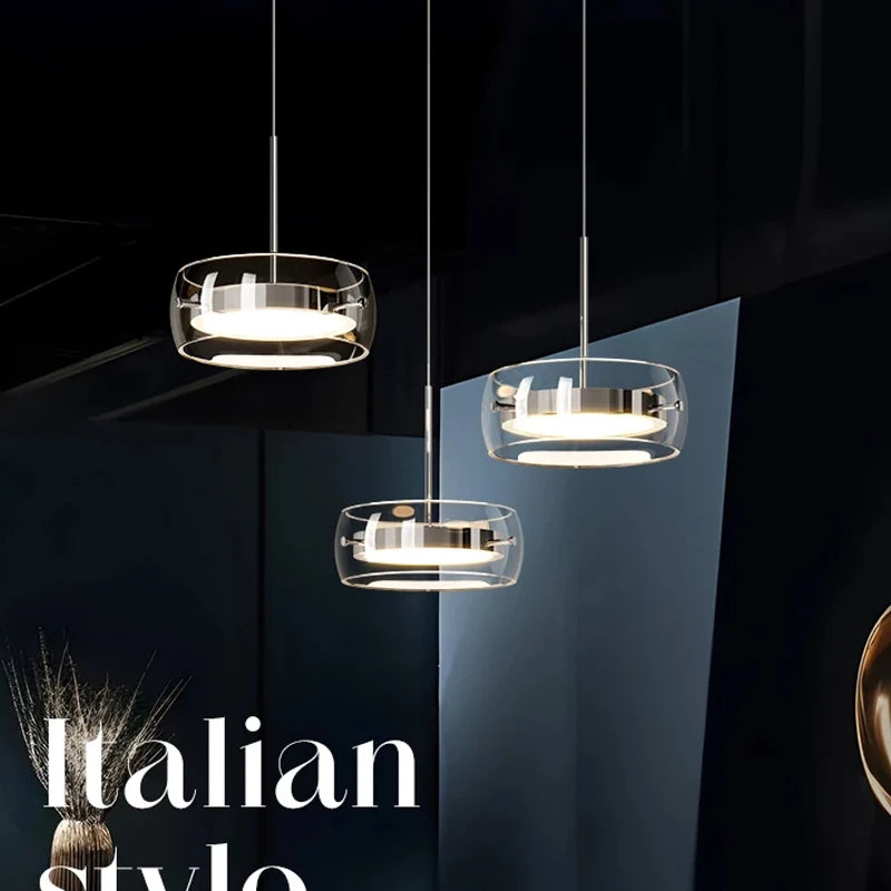 LED Modern Minimalist Glass Pendant Light - 3-Head Dining Room Luxury