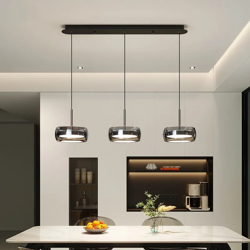 LED Modern Minimalist Glass Pendant Light - 3-Head Dining Room Luxury